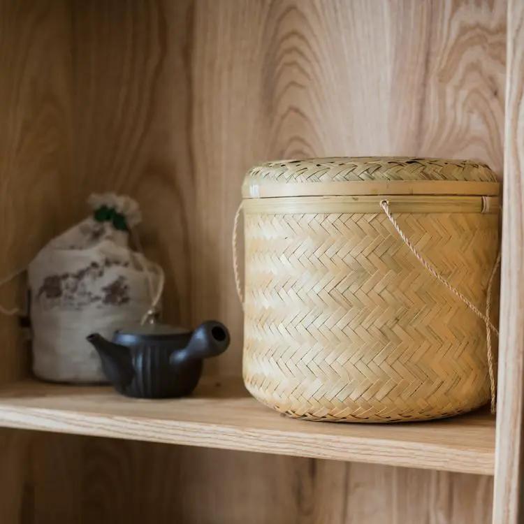 Southeast Asia Round Bamboo Tea Box Jar by RusticReach