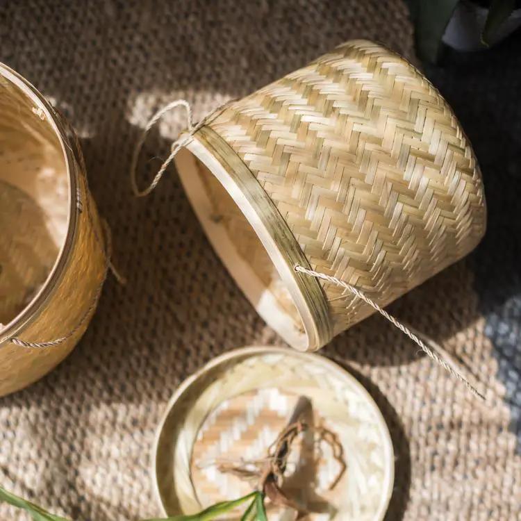 Southeast Asia Round Bamboo Tea Box Jar by RusticReach