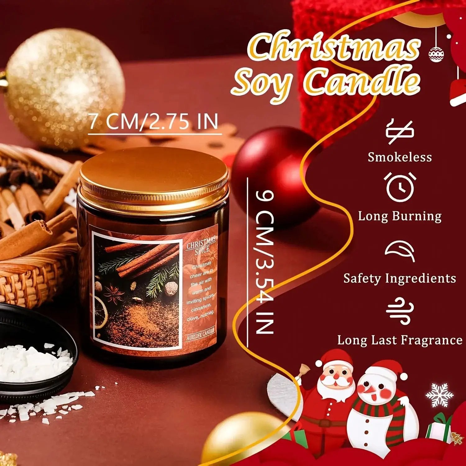 Soy Beeswax Christmas Candles with Holiday Scent by House Of Avana