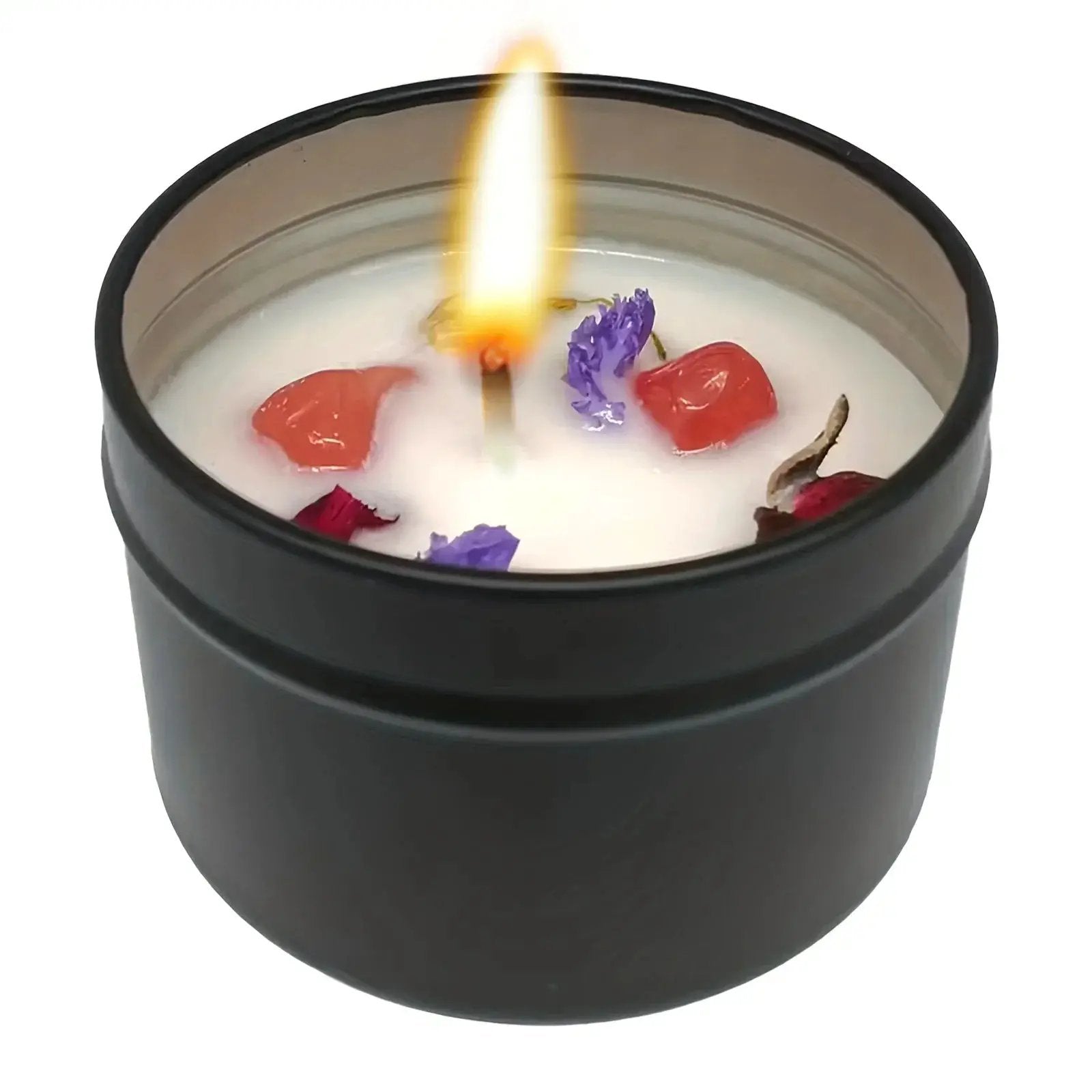 Soy Wax Candle in Black Metal Jar Long Burning by House Of Avana