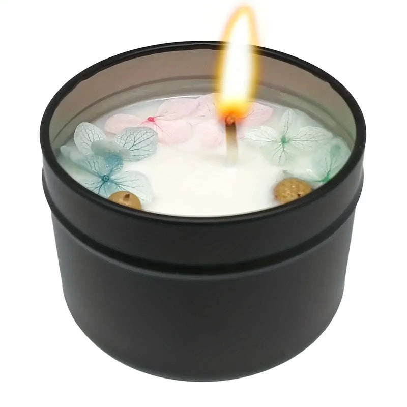 Soy Wax Candle in Black Metal Jar Long Burning by House Of Avana