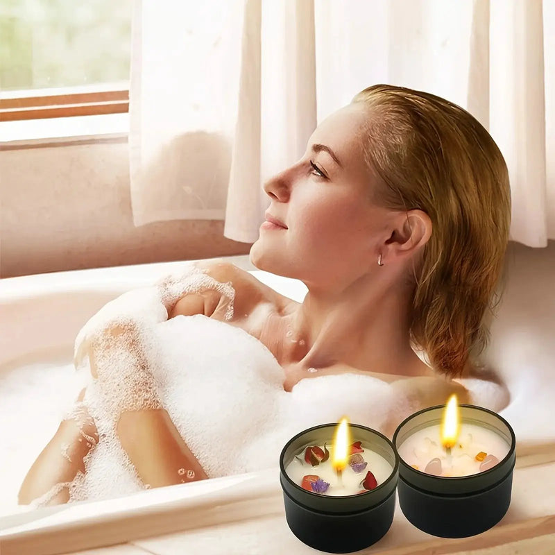 Soy Wax Candle in Black Metal Jar Long Burning by House Of Avana