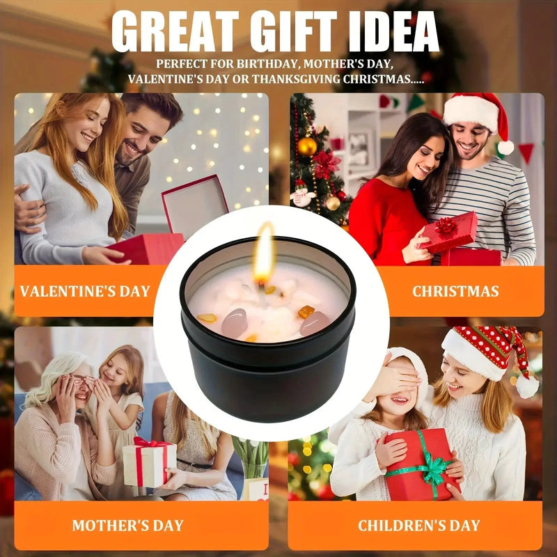 Soy Wax Candle in Black Metal Jar Long Burning by House Of Avana