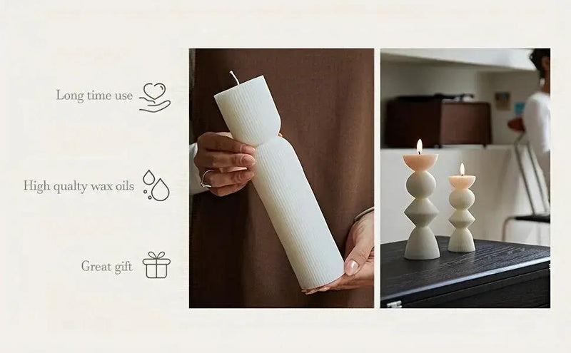 Soy Wax Ribbed Pillar Candles 7-Pack by House Of Avana