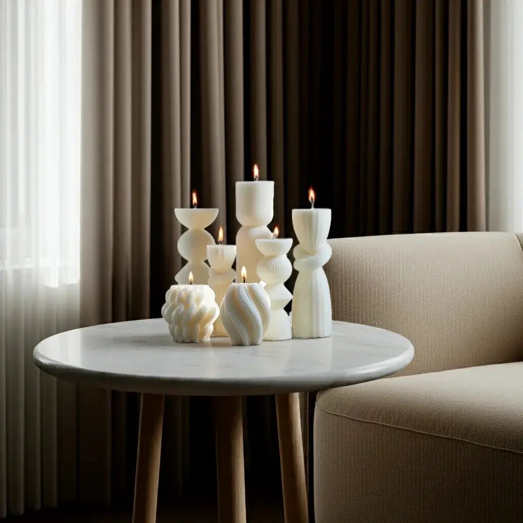 Soy Wax Ribbed Pillar Candles 7-Pack by House Of Avana