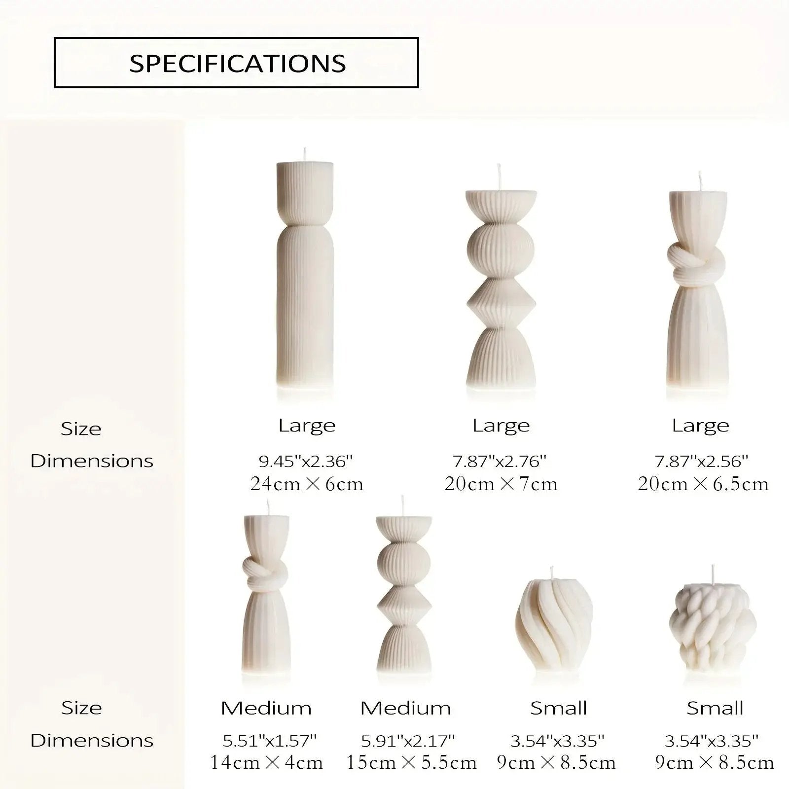 Soy Wax Ribbed Pillar Candles 7-Pack by House Of Avana