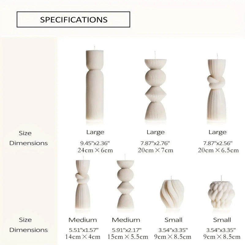 Soy Wax Ribbed Pillar Candles 7-Pack by House Of Avana