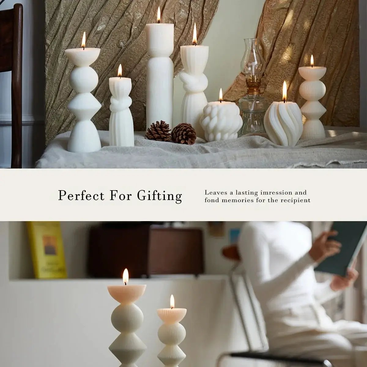 Soy Wax Ribbed Pillar Candles 7-Pack by House Of Avana