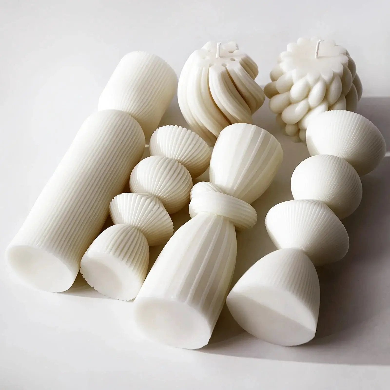 Soy Wax Ribbed Pillar Candles 7-Pack by House Of Avana