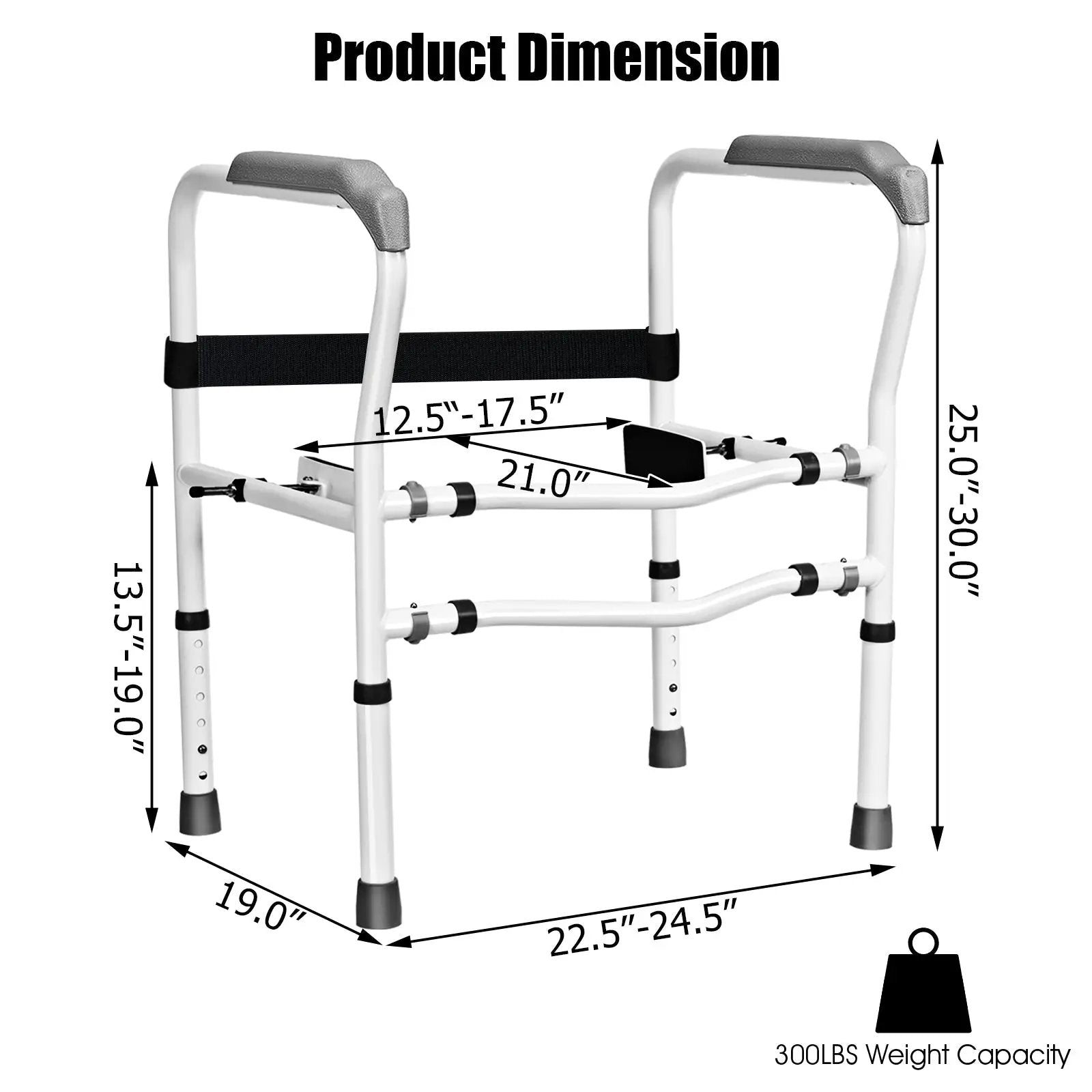 Steel Safety Toilet Rail with Created Fixable Clamp by DirectDeals