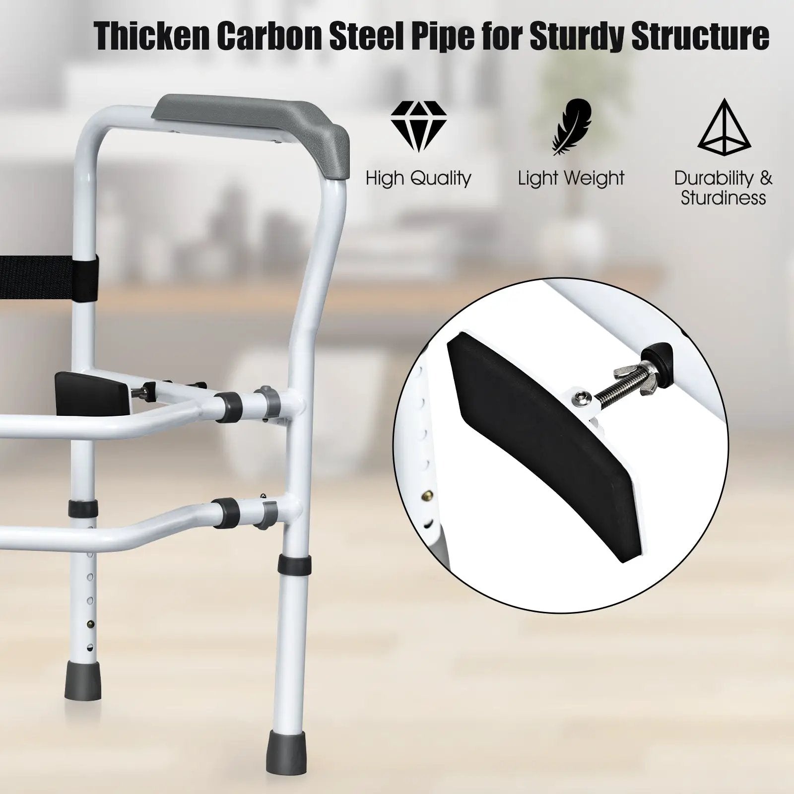 Steel Safety Toilet Rail with Created Fixable Clamp by DirectDeals