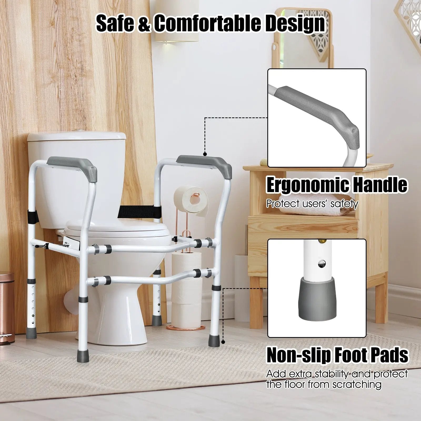 Steel Safety Toilet Rail with Created Fixable Clamp by DirectDeals