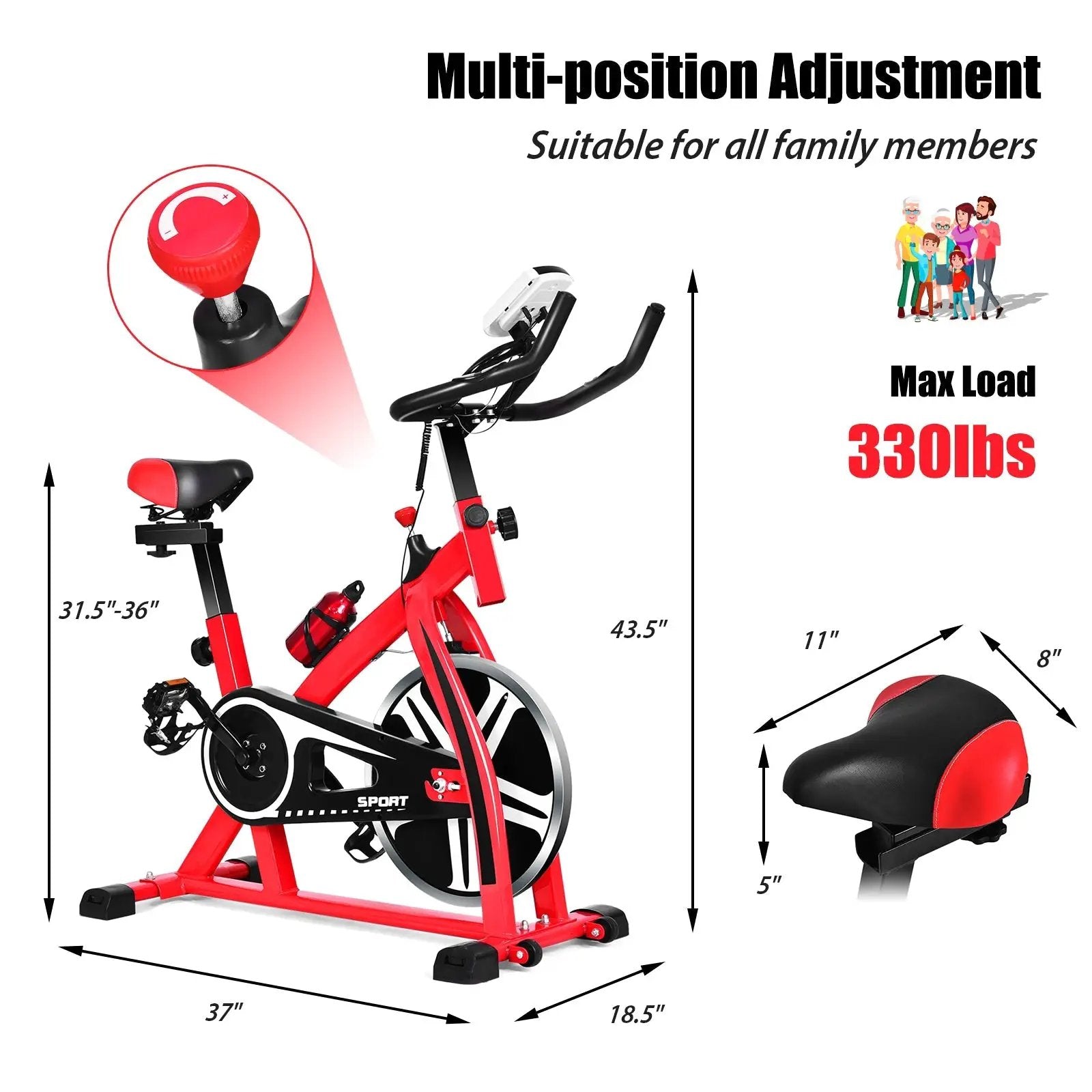 Adjustable Exercise Bicycle for Cycling and Cardio Fitness by DirectDeals