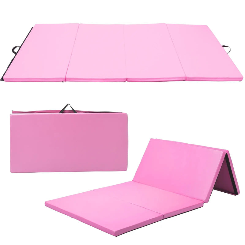4-Panel Folding Gymnastics Mat with Carrying Handles for Home Gym-Navy by DirectDeals