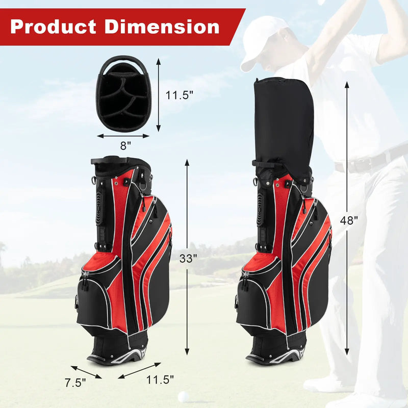 Golf Stand Cart Bag with 6-Way Divider Carry Pockets by DirectDeals