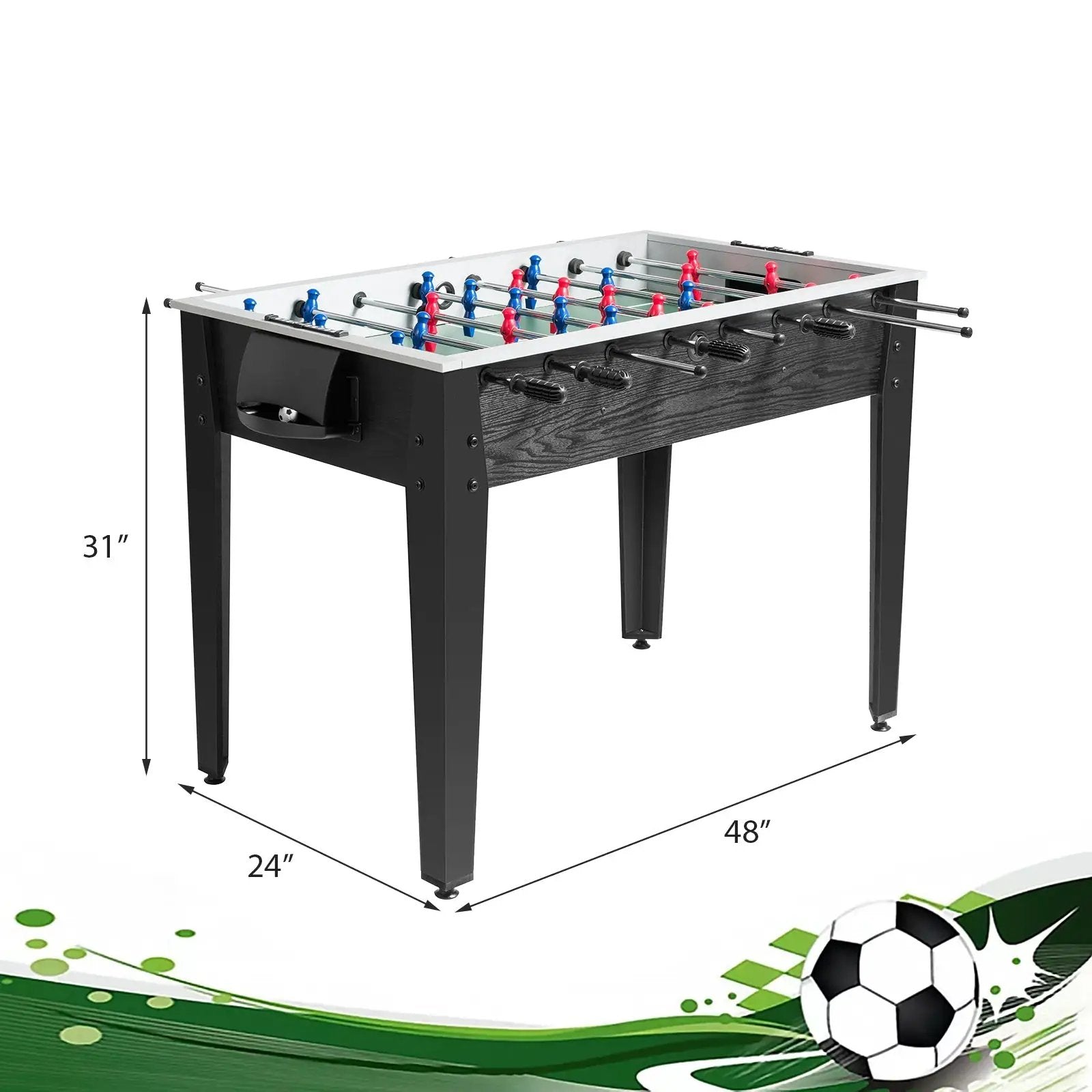48 Inch Competition Sized Home Recreation Wooden Foosball Table by DirectDeals