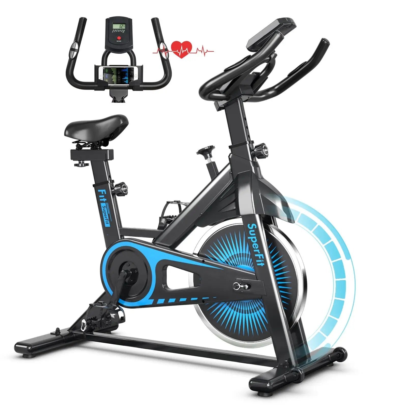 Indoor Silent Belt Drive Adjustable Resistance Cycling Stationary Bike by DirectDeals