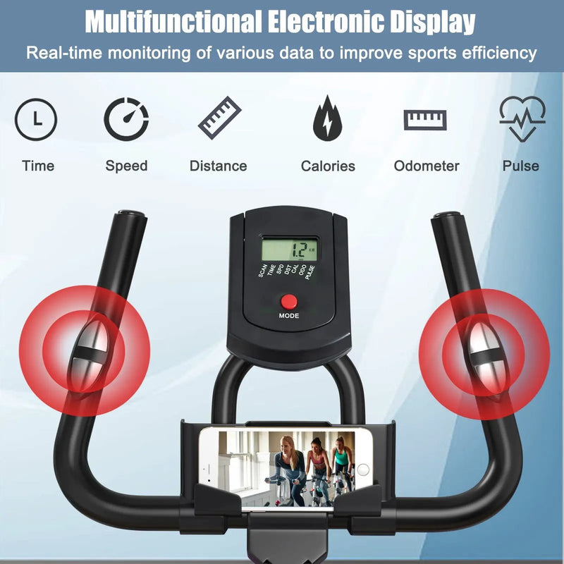 Indoor Silent Belt Drive Adjustable Resistance Cycling Stationary Bike by DirectDeals