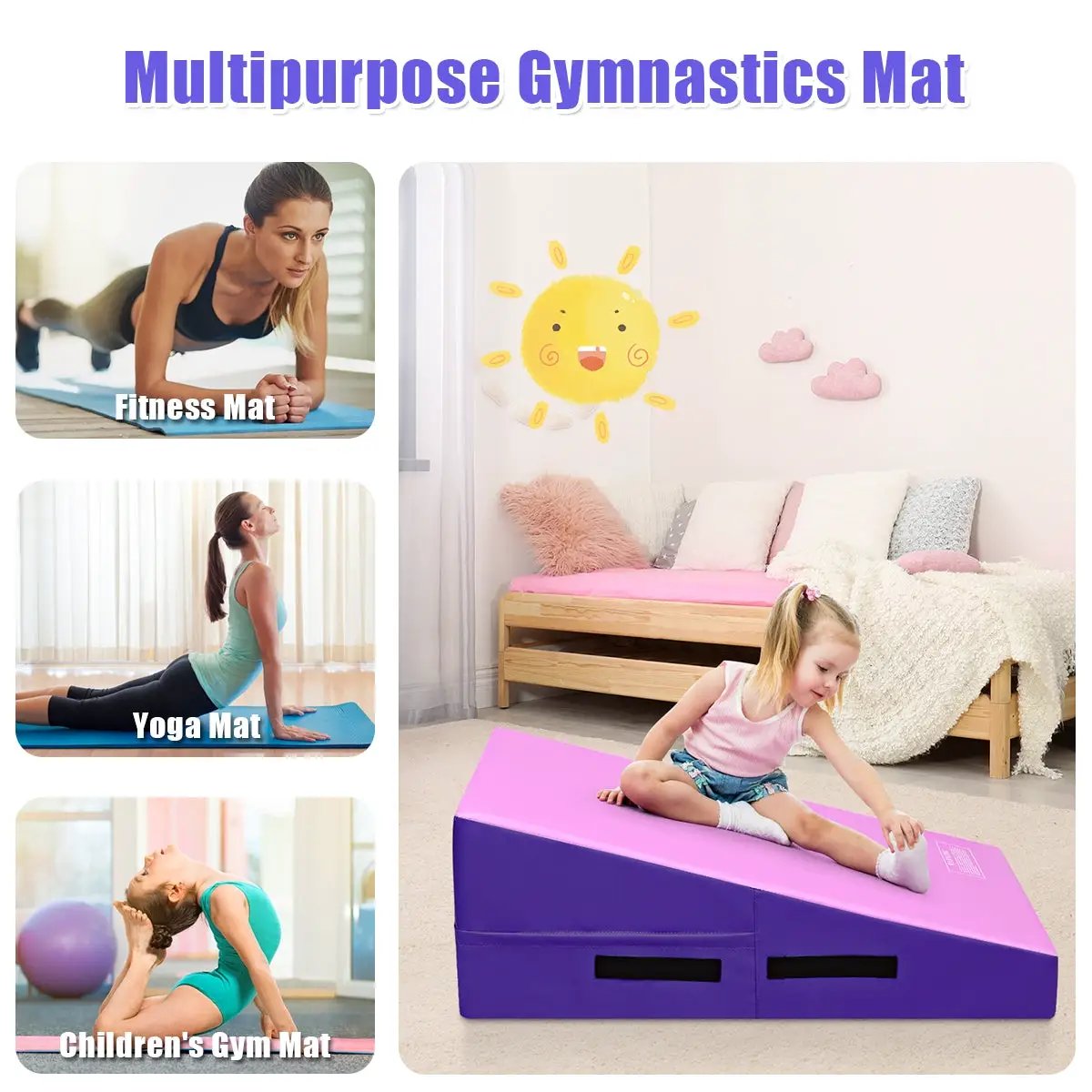 Incline Gymnastics Mat Wedge Ramp Gym Tumbling Exercise Mat by DirectDeals