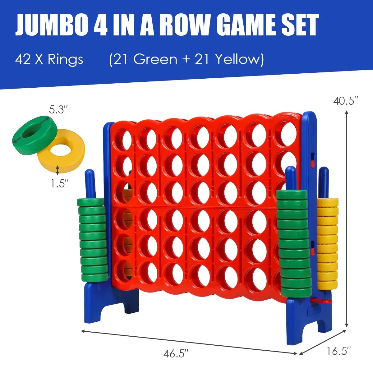 Jumbo 4-to-Score Giant Game Set with 42 Jumbo Rings and Quick-Release Slider by DirectDeals
