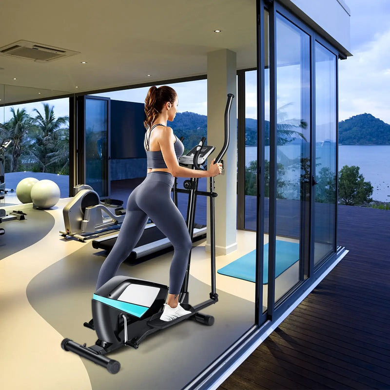 Magnetic Elliptical Machine Cross Trainer with Display Pulse Sensor 8-Level by DirectDeals