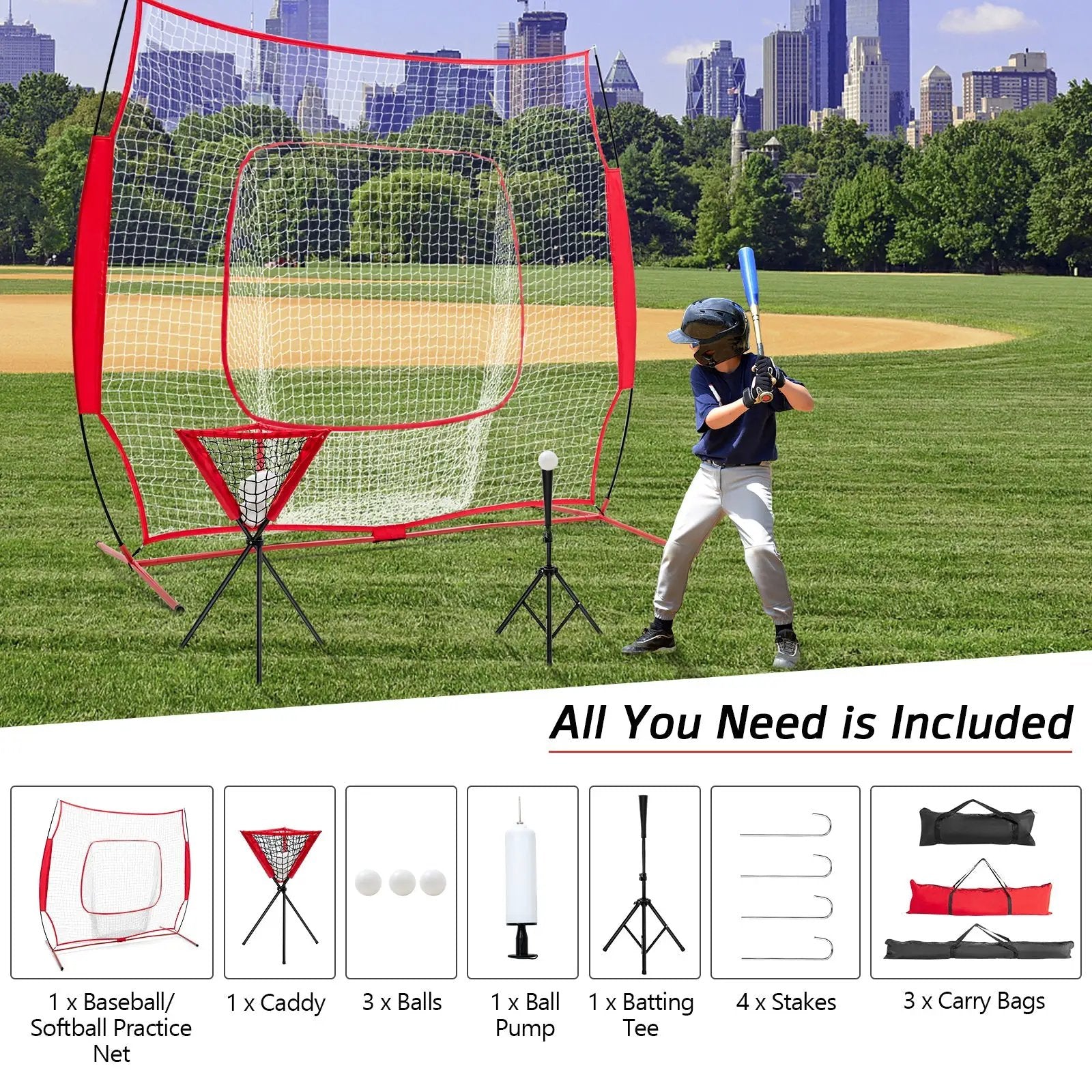 Portable Practice Net Kit with 3 Carrying Bags by DirectDeals