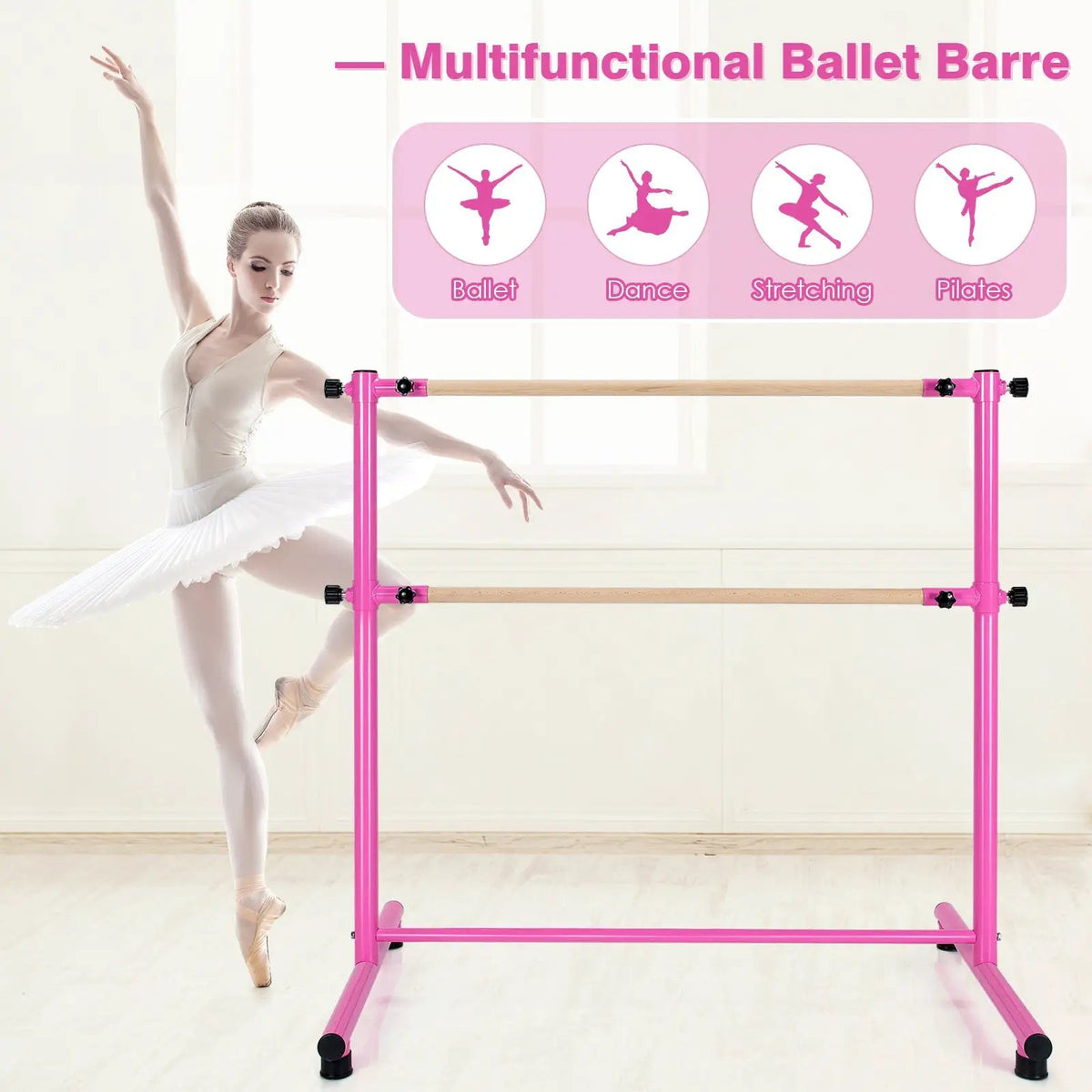 47 Inch Double Ballet Barre with Anti-Slip Footpads, photo 19 of 24