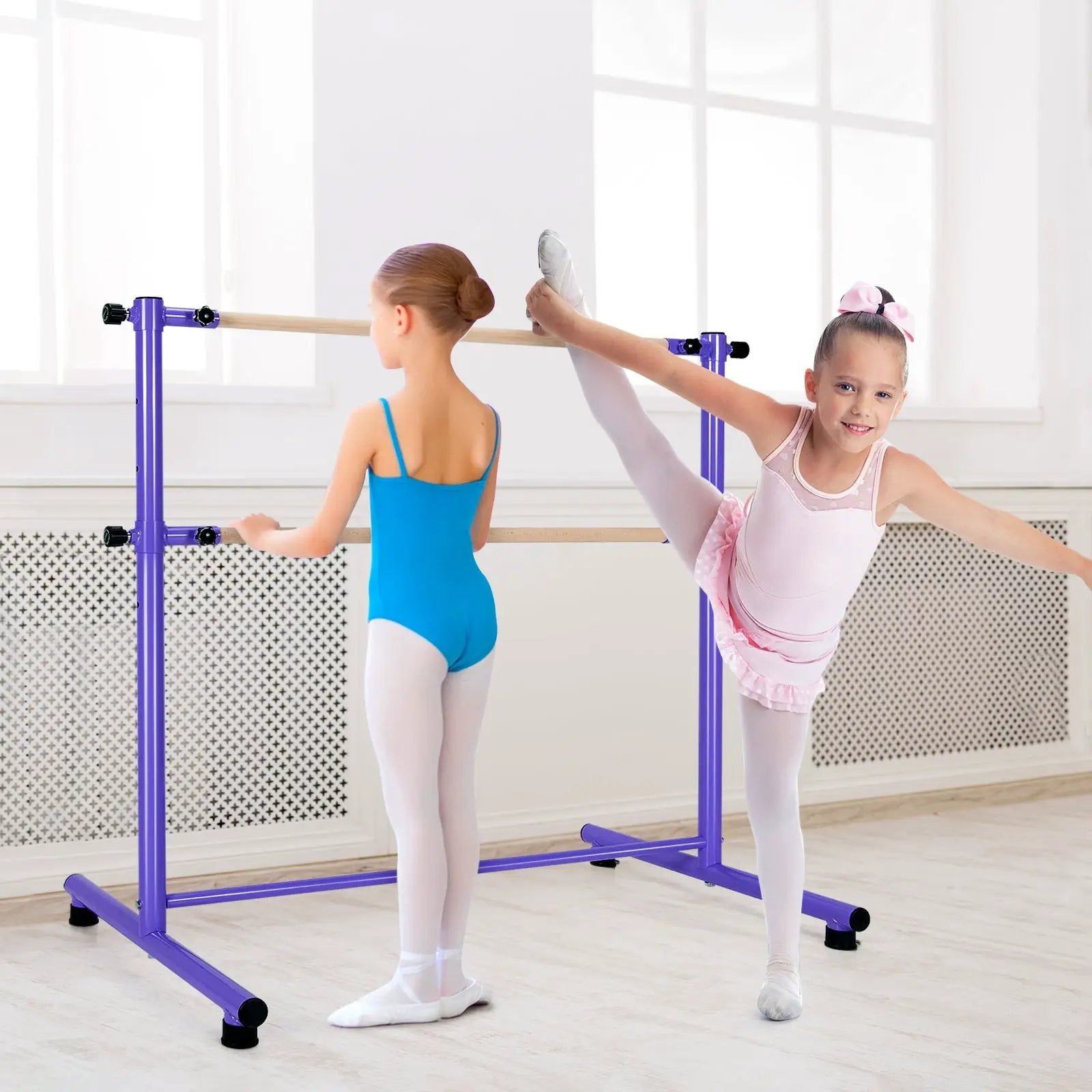 47 Inch Double Ballet Barre with Anti-Slip Footpads by DirectDeals