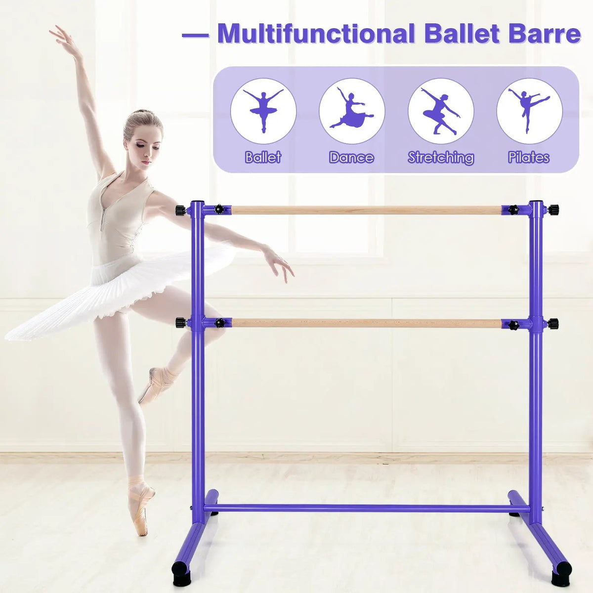 47 Inch Double Ballet Barre with Anti-Slip Footpads, photo 21 of 24