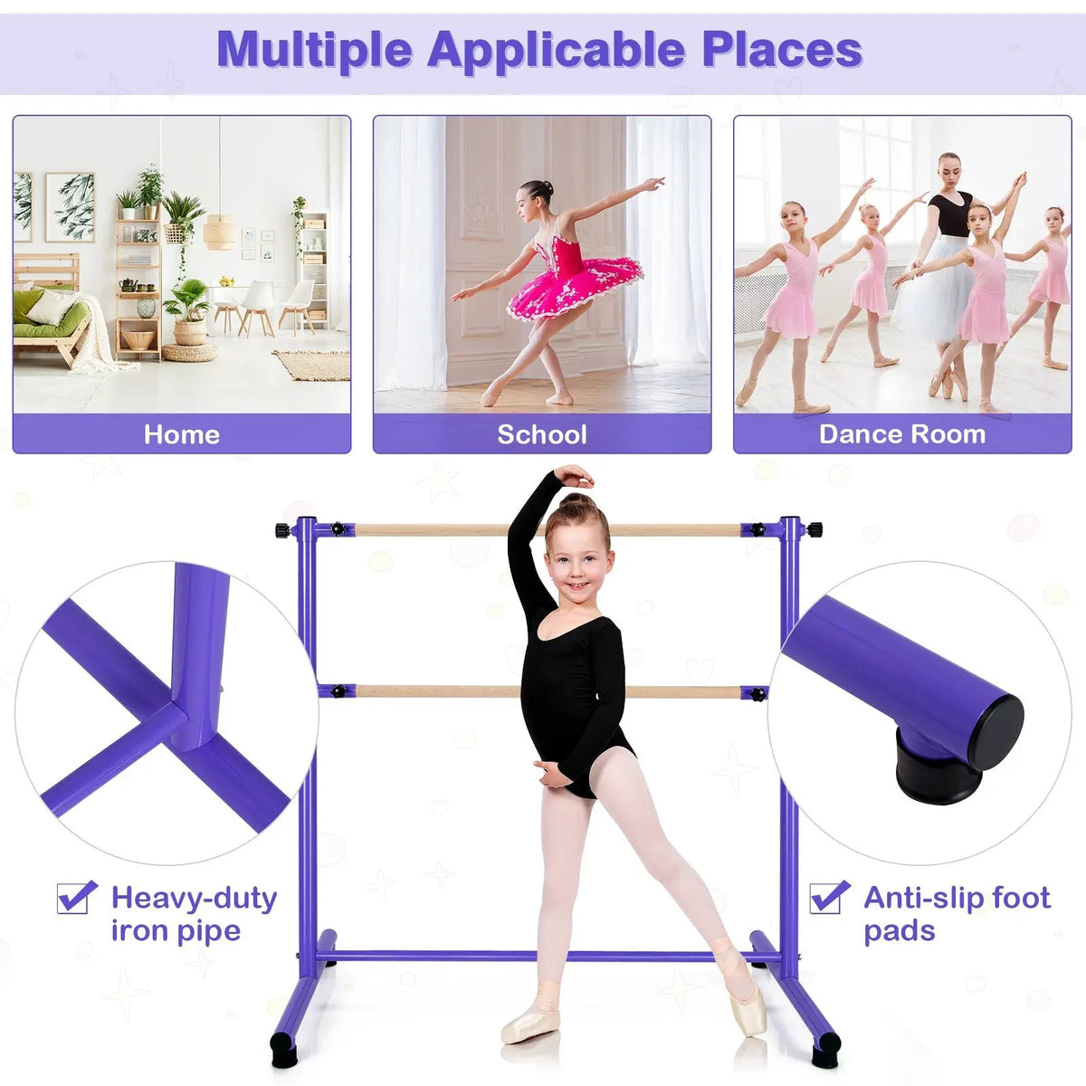 47 Inch Double Ballet Barre with Anti-Slip Footpads, photo 13 of 24