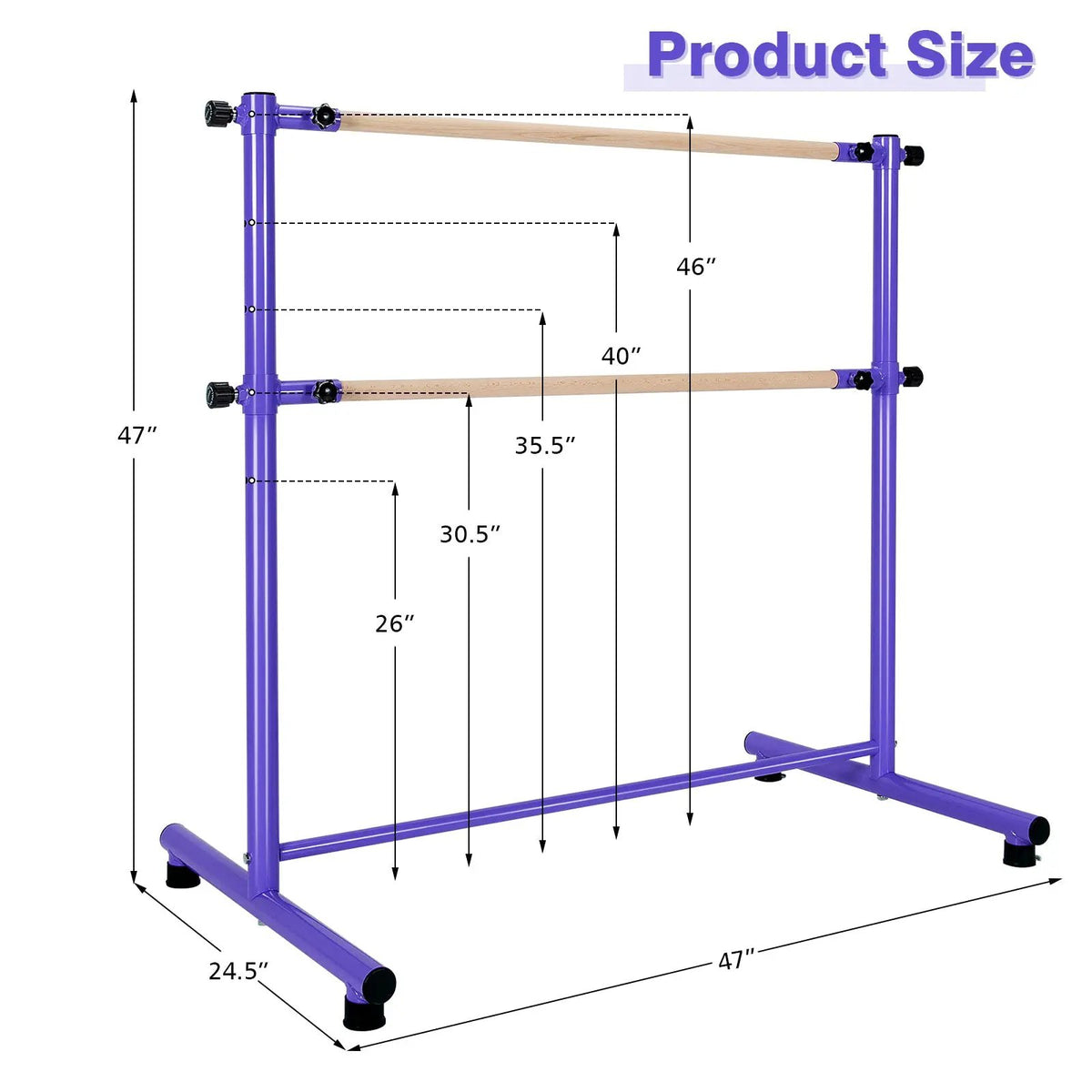 47 Inch Double Ballet Barre with Anti-Slip Footpads, photo 11 of 24