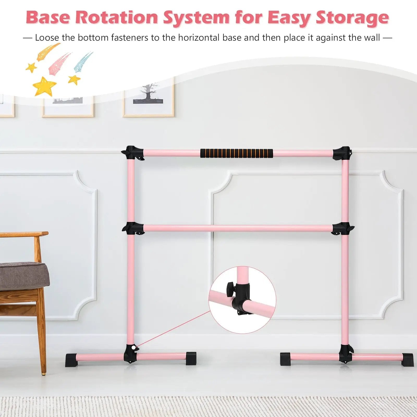 4 Feet Portable Ballet Barre with Adjustable Height by DirectDeals