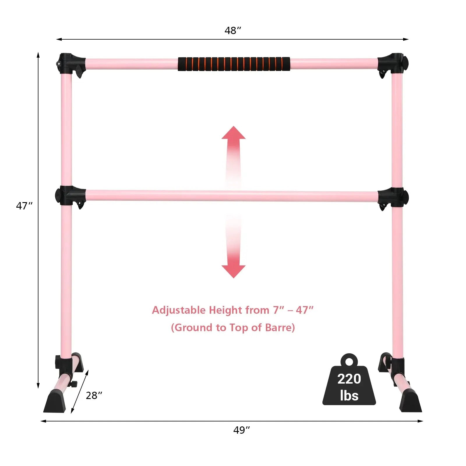4 Feet Portable Ballet Barre with Adjustable Height by DirectDeals