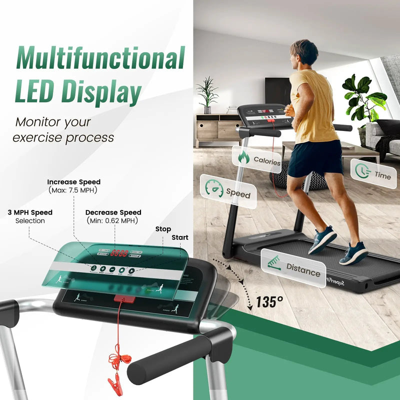 Foldable Treadmill with APP Control and LED Display 2.25 HP by DirectDeals