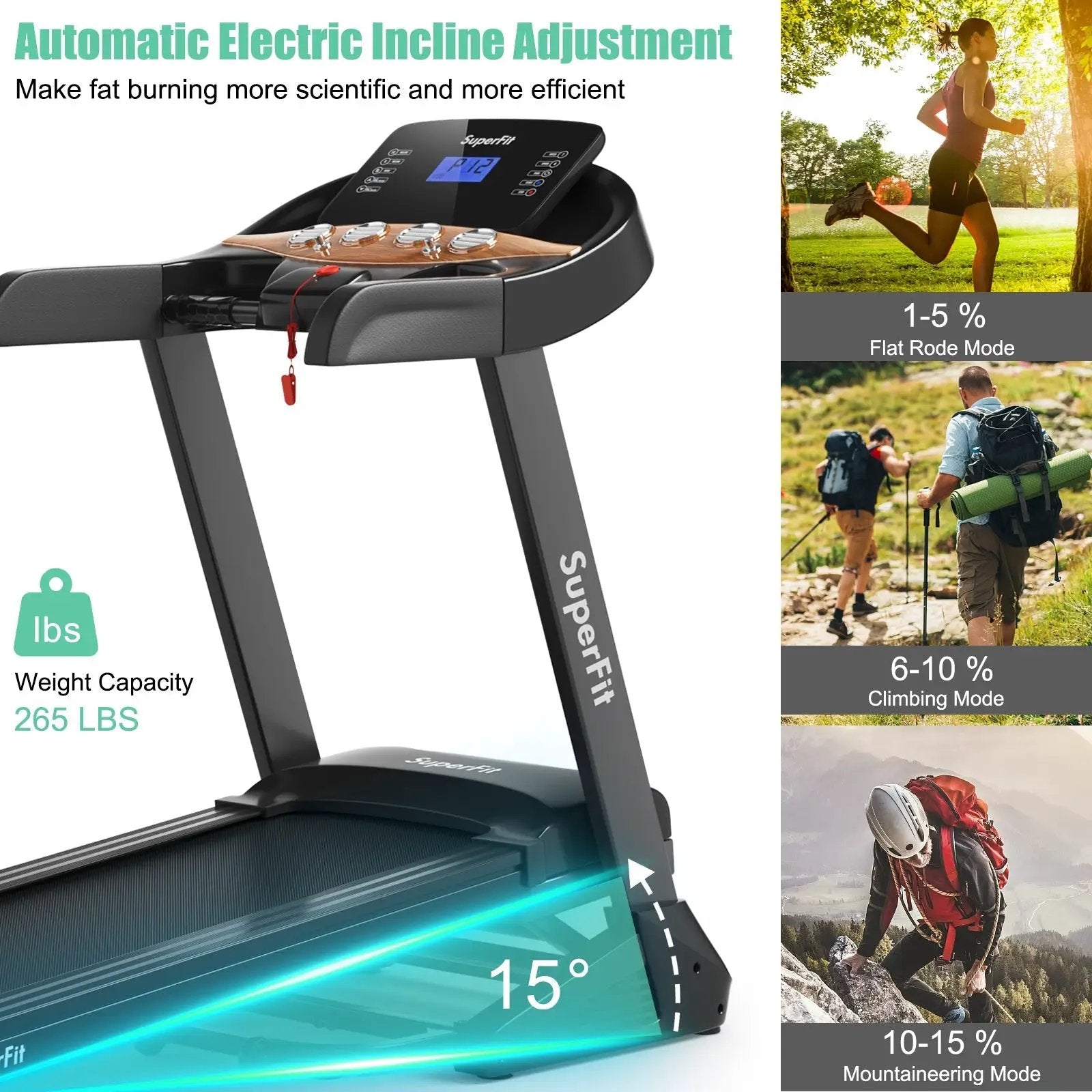 3.75HP Electric Folding Treadmill with Auto Incline 12 Program APP Control by DirectDeals