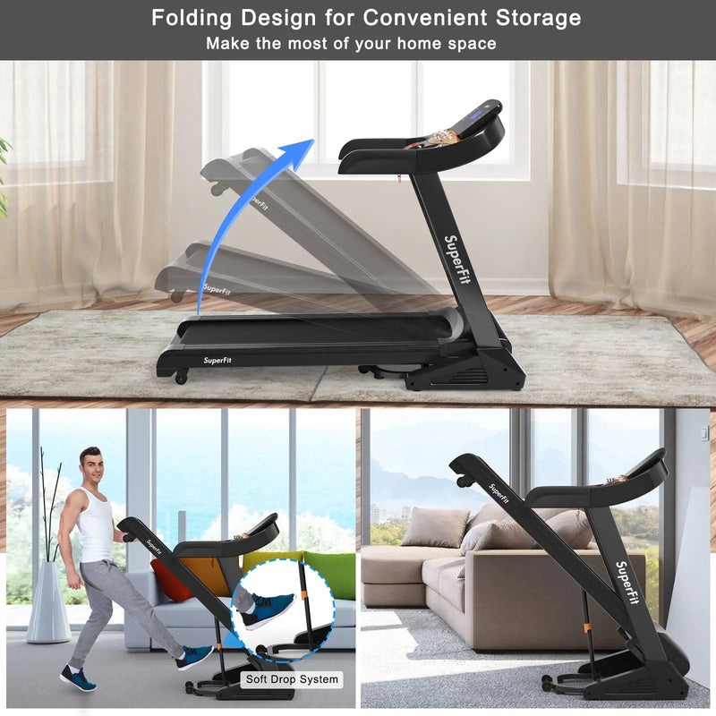 3.75HP Electric Folding Treadmill with Auto Incline 12 Program APP Control by DirectDeals
