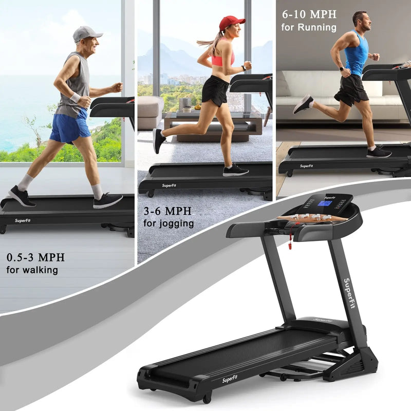 3.75HP Electric Folding Treadmill with Auto Incline 12 Program APP Control by DirectDeals