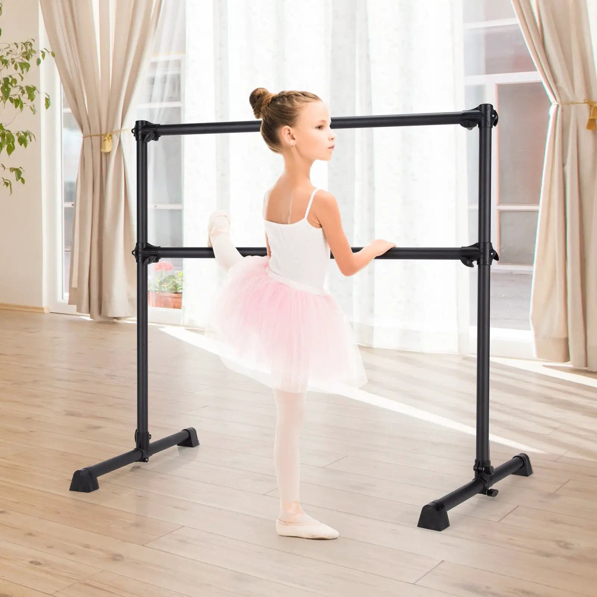4 Feet Double Ballet Barre Bar with Adjustable Height, photo 8 of 10