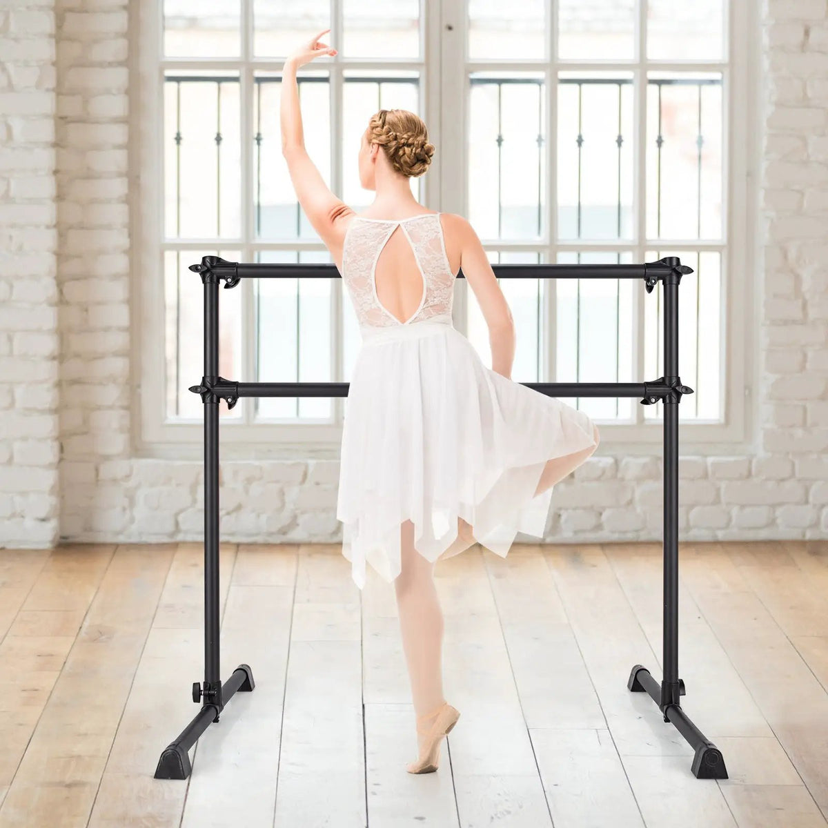 4 Feet Double Ballet Barre Bar with Adjustable Height, photo 6 of 10