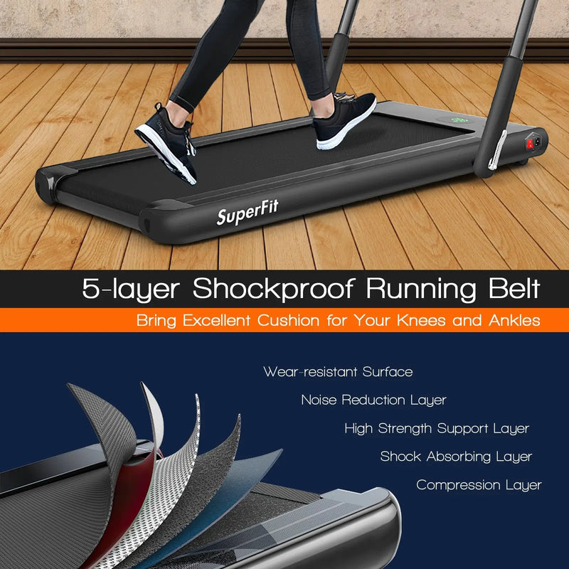 2-in-1 Folding Treadmill with Remote Control and LED Display-Black by DirectDeals