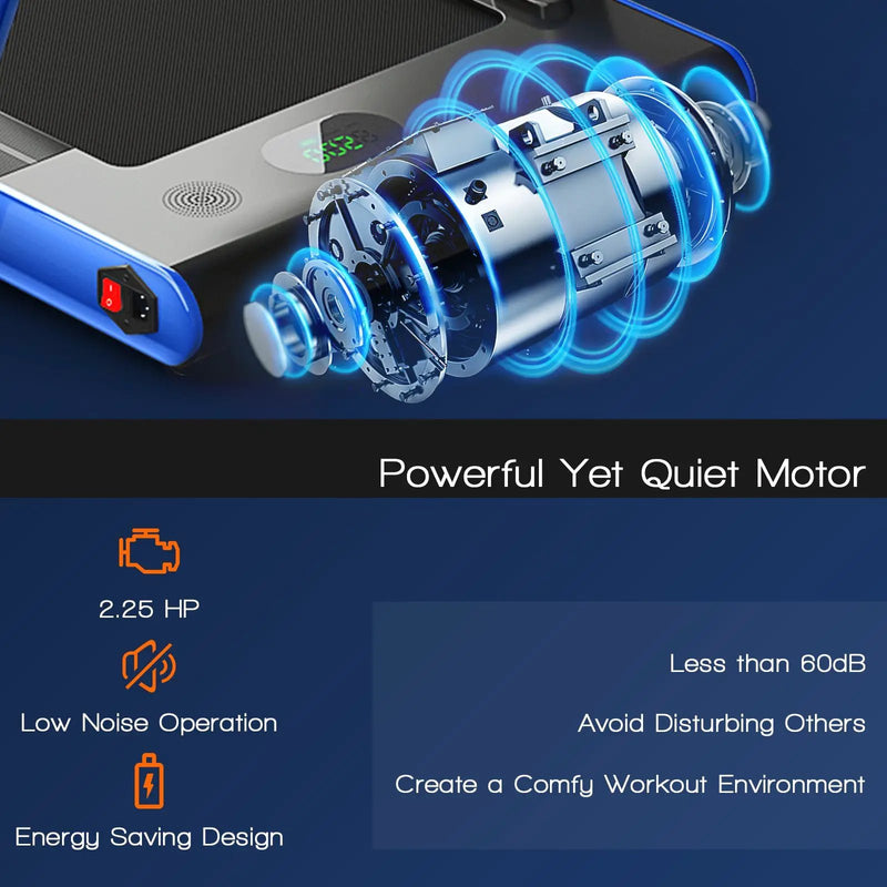 2-in-1 Folding Treadmill with Remote Control and LED Display-Blue by DirectDeals