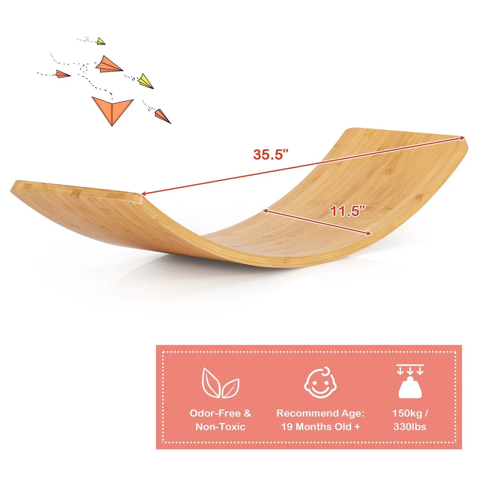35.5 Inch Wooden Wobble Balance Board for Toddler and Adult by DirectDeals