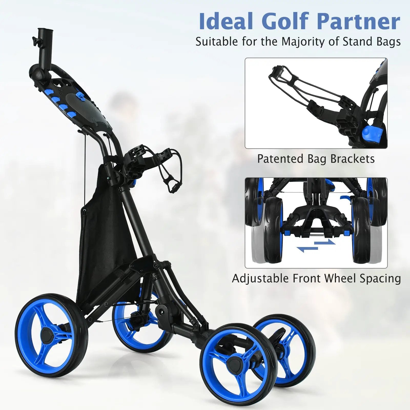 Golf Push Pull Cart with Foot Brake by DirectDeals