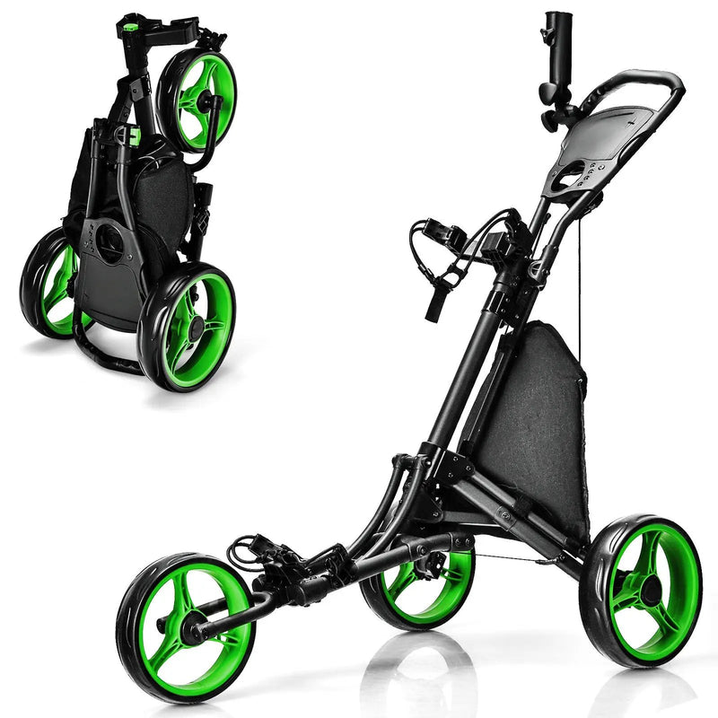 Folding 3 Wheels Golf Push Cart with Bag Scoreboard Adjustable Handle by DirectDeals