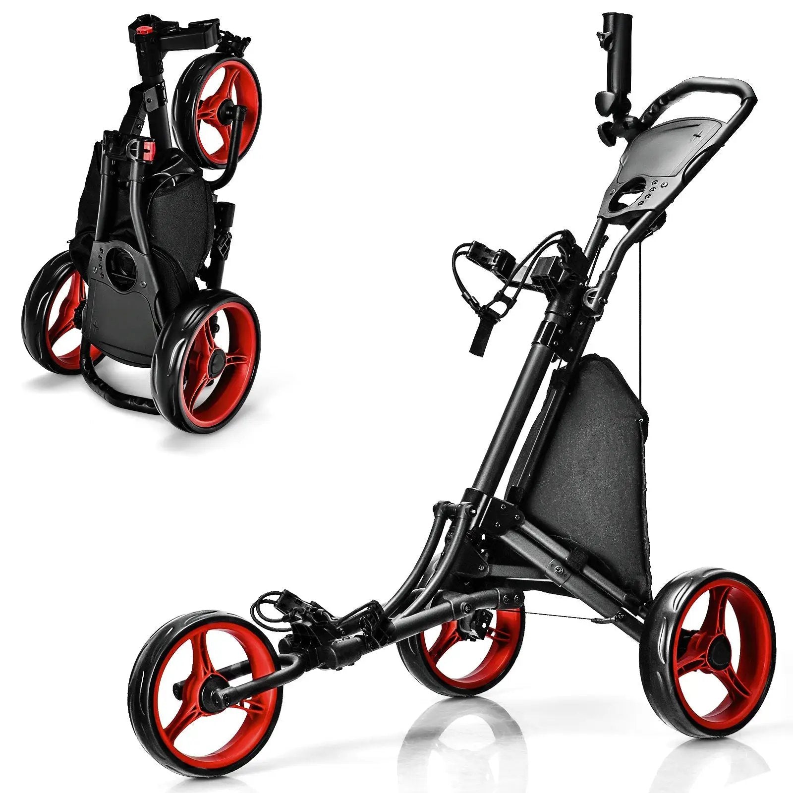 Folding 3 Wheels Golf Push Cart with Bag Scoreboard Adjustable Handle by DirectDeals