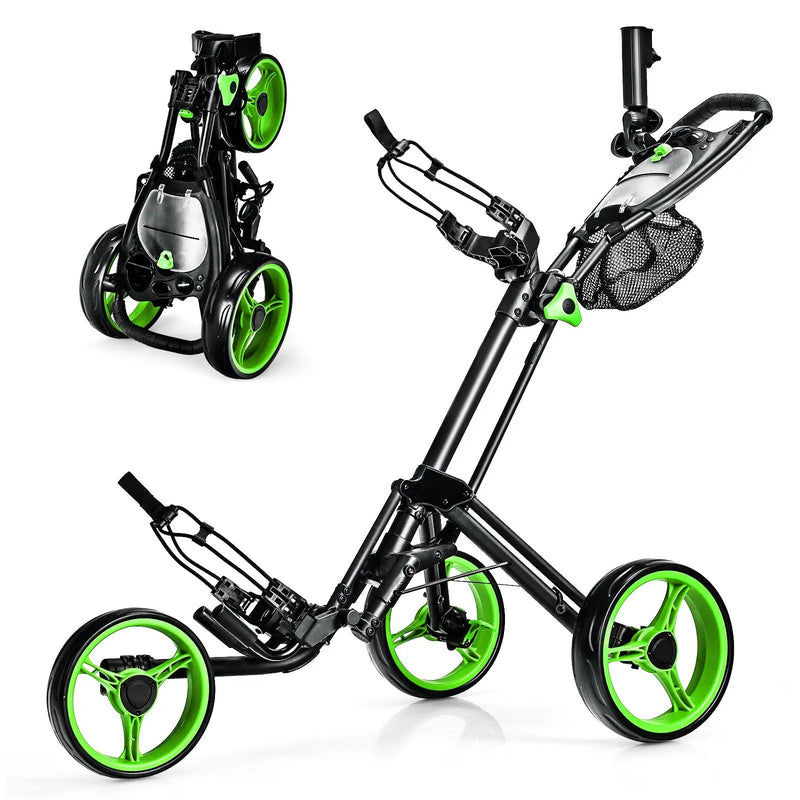 Folding 3 Wheels Golf Push Cart with Brake Scoreboard Adjustable Handle by DirectDeals