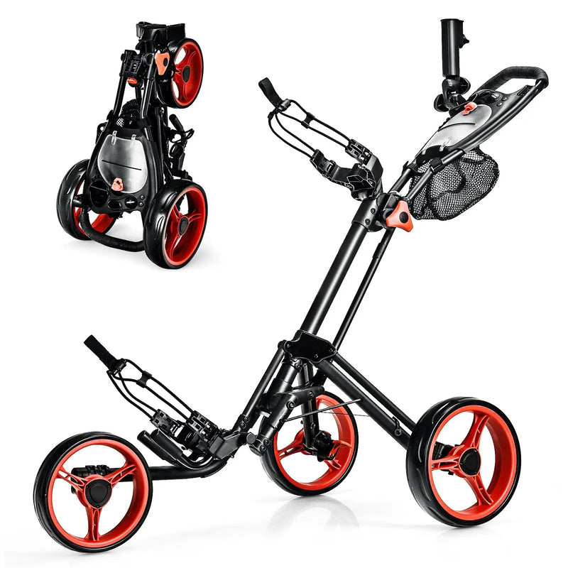 Folding 3 Wheels Golf Push Cart with Brake Scoreboard Adjustable Handle by DirectDeals