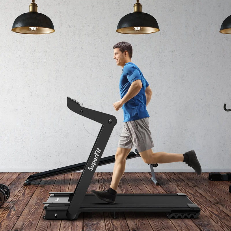 4.0HP Foldable Electric Treadmill Jogging Machine with Speaker LED-Black by DirectDeals