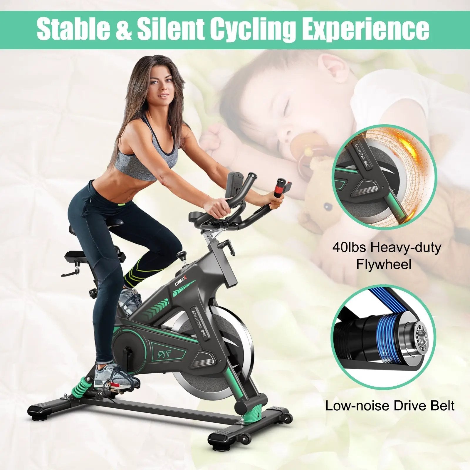 Stationary Exercise Cycling Bike with 33lbs Flywheel for Home by DirectDeals