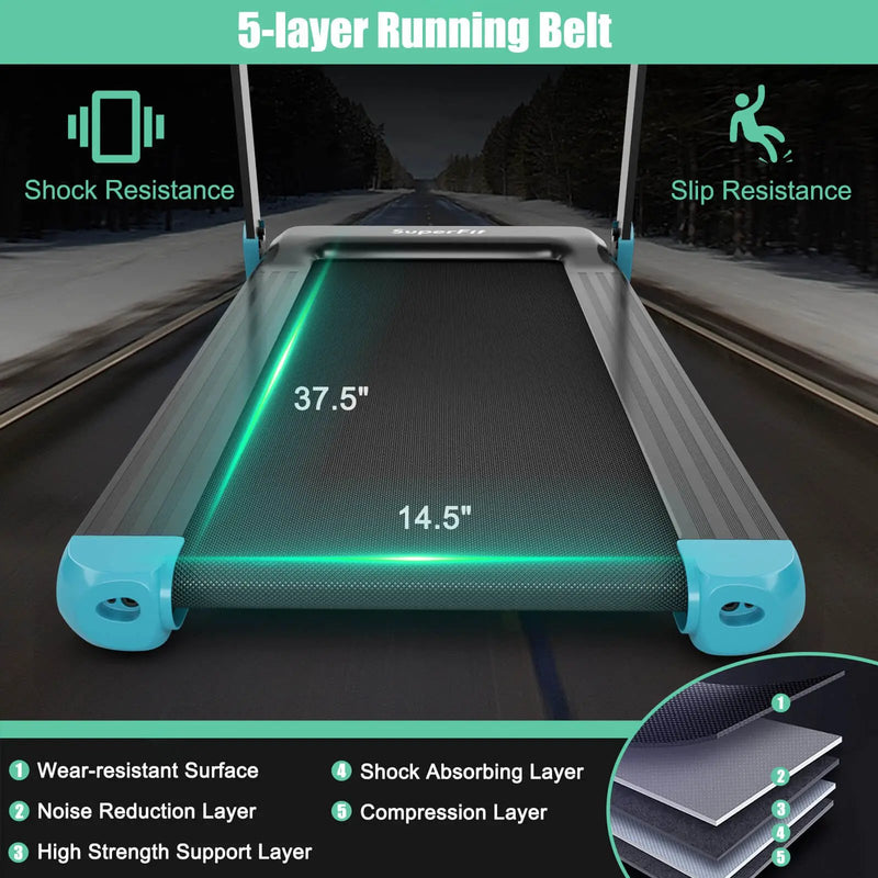 Folding Electric Compact Walking Treadmill with APP Control Speaker by DirectDeals